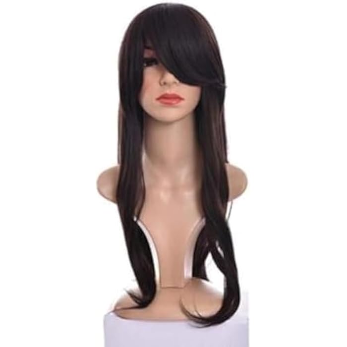 DILLARDS Long Brown Synthetic Wig With Straight Bangs - Image 2